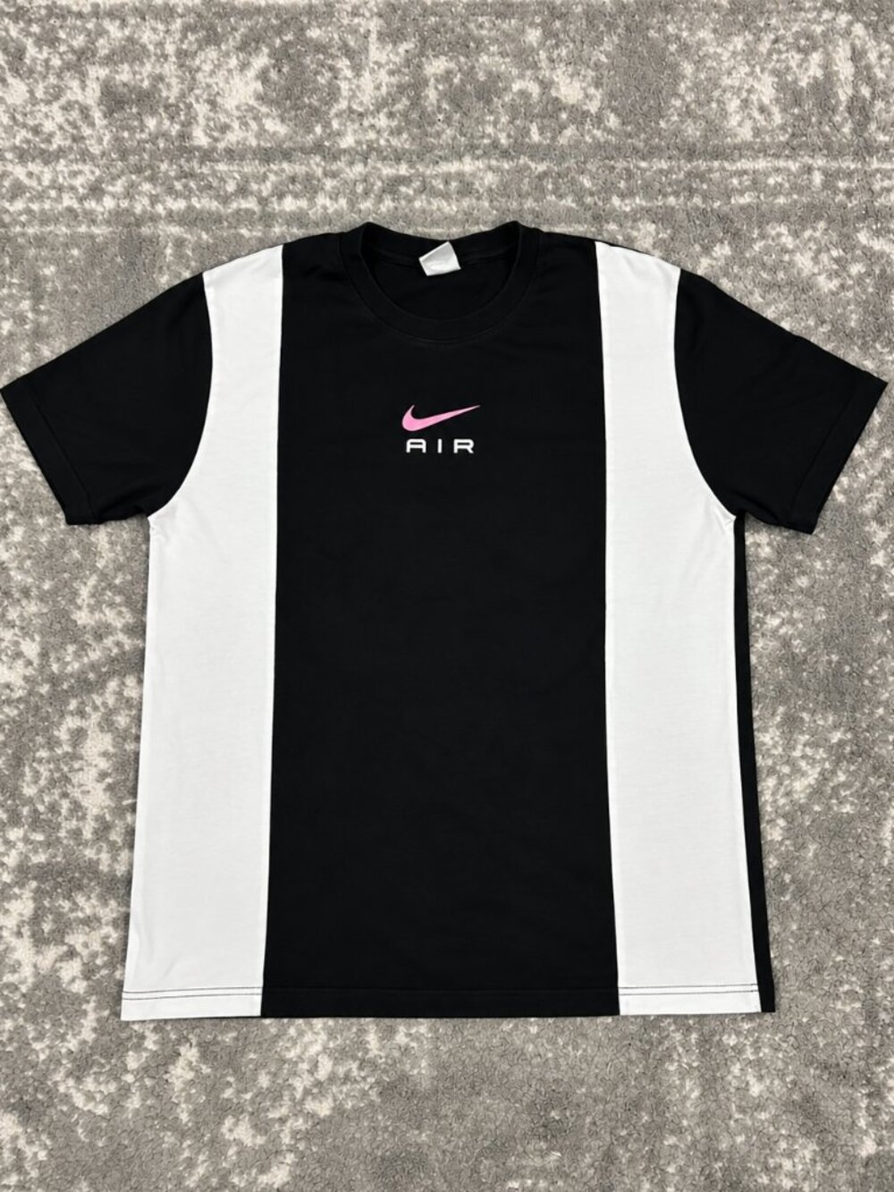 Nike Air Black White Colorblock Graphic T-Shirt Pink Swoosh